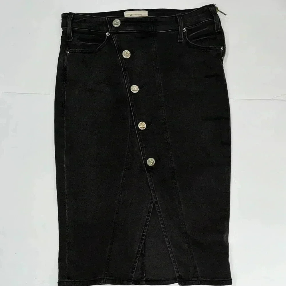 McGuire Denim (Anthropologie) Asymmetrical button front Neverland denim skirt - Picture 2 of 12